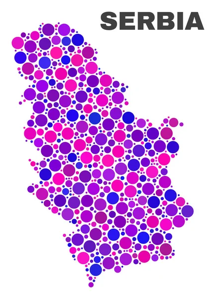 Mosaico Sérvia Mapa dos itens do círculo —  Vetores de Stock