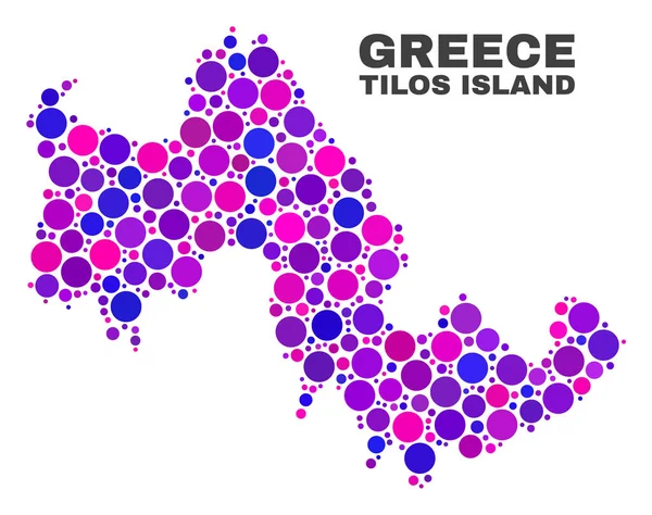 Mapa wyspy Tilos mozaika Spheric elementów — Wektor stockowy