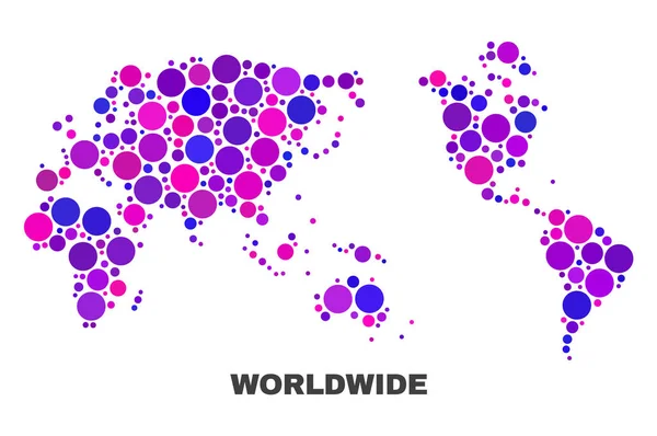 Mosaico en todo el mundo Mapa de elementos del círculo — Vector de stock