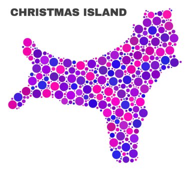 Daire öğeleri mozaik Christmas Adası Haritası