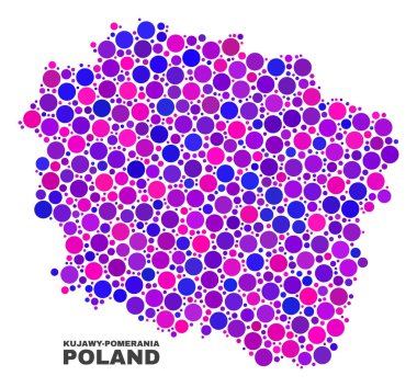 Yuvarlak öğeleri mozaik Kujawy-Pomerania il Haritası