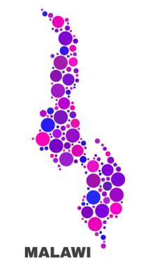 Yuvarlak öğeleri mozaik Malavi Haritası