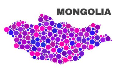 Sferik öğeleri mozaik Moğolistan Haritası