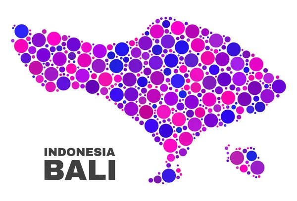 Mosaico de Bali Mapa de elementos redondos — Archivo Imágenes Vectoriales