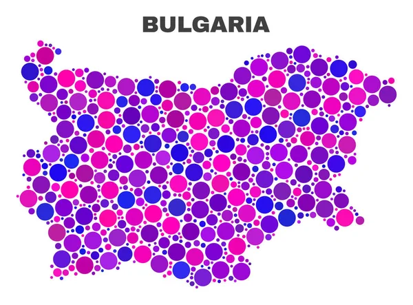 Mozaik Bulgaristan harita yuvarlak nokta — Stok Vektör