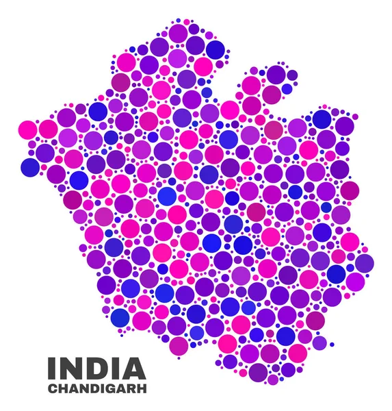Mosaico Chandigarh Mapa de la ciudad de Circle Dots — Vector de stock