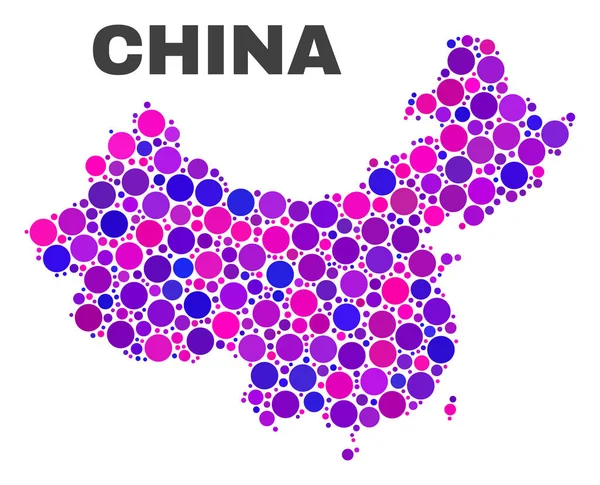 Mosaik China Karte der Kreis-Punkte — Stockvektor