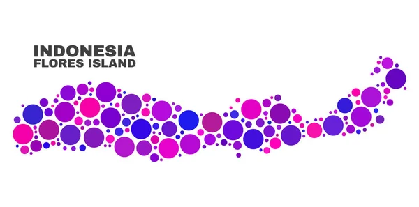 Mosaik Flores Pulau Indonesia Peta Elemen Sferik - Stok Vektor