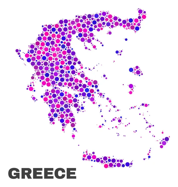 Mozaika Grecja Mapa koło kropek — Wektor stockowy