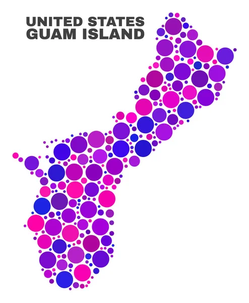 Mosaic Guam Island Mapa de elementos del círculo — Vector de stock