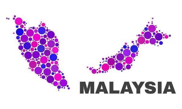 Mosaik-Malaysia-Karte sphärischer Elemente — Stockvektor