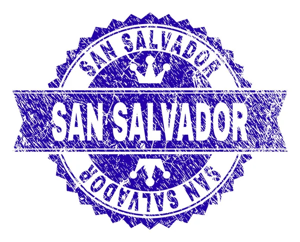 Γδαρμένο υφή σαν Σαλβαδόρ σφραγίδα σφραγίδα με κορδέλα — Διανυσματικό Αρχείο