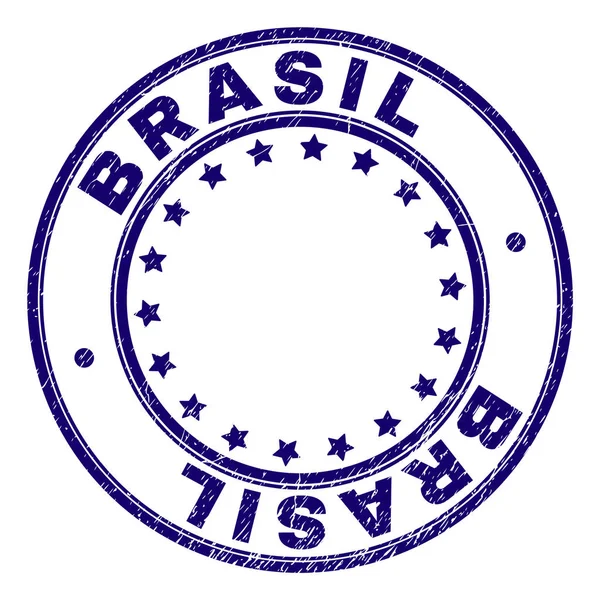 질감된 브라질 라운드 스탬프 인감 긁힌 — 스톡 벡터