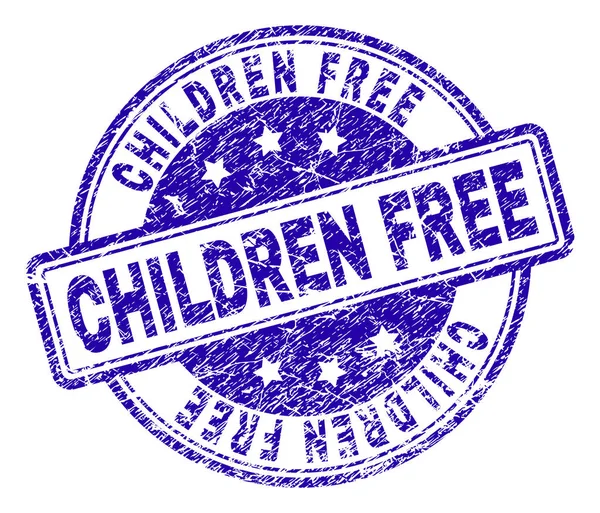 Scratched Textured CHILDREN FREE Stamp Seal — Stock Vector