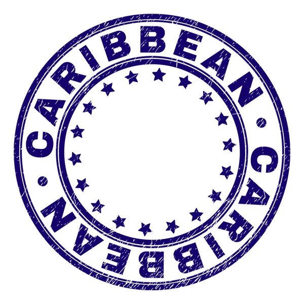 Grunge Sceau rond texturé CARIBBEAN — Image vectorielle