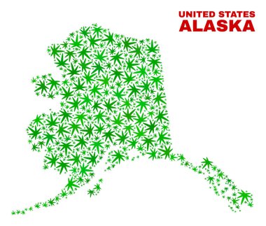 Esrar yaprakları mozaik Alaska harita