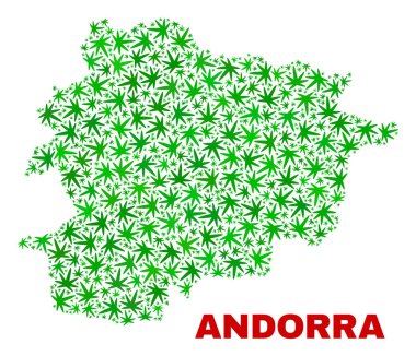 Marihuana yaprağı kolaj Andorra Haritası