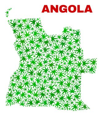 Esrar yaprakları kolaj Angola Haritası