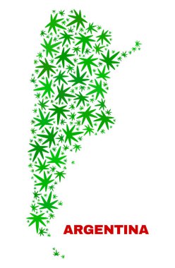 Marihuana yaprağı kolaj Arjantin harita