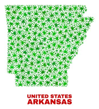 Marihuana yaprağı kolaj Arkansas Eyalet harita