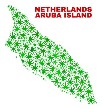 Marihuana yaprağı mozaik Aruba Island harita