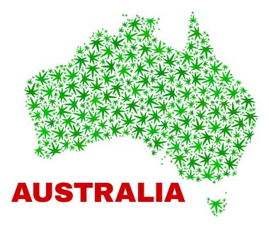 Esrar yaprakları mozaik Avustralya harita