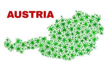 Marihuana yaprağı kolaj Avusturya harita