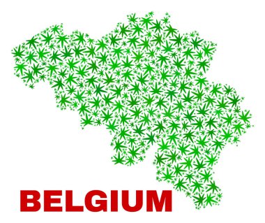 Esrar yaprakları kolaj Belçika Haritası