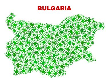 Marihuana yaprağı mozaik Bulgaristan harita