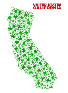 Esrar yaprakları kolaj California eyalet harita