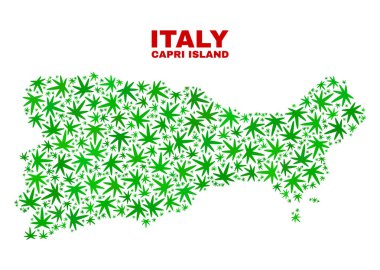 Marihuana yaprağı mozaik Capri Adası Haritası