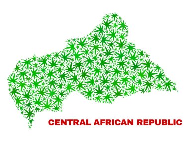 Marihuana yaprağı mozaik Orta Afrika Cumhuriyeti harita
