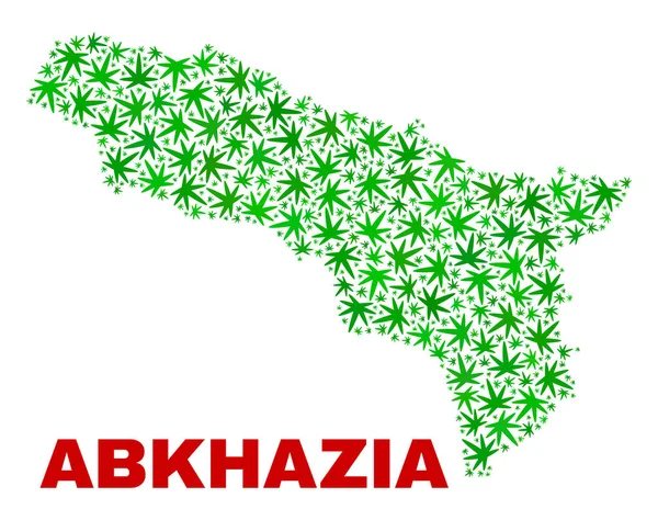 Конопля оставляет карту Абхазии — стоковый вектор