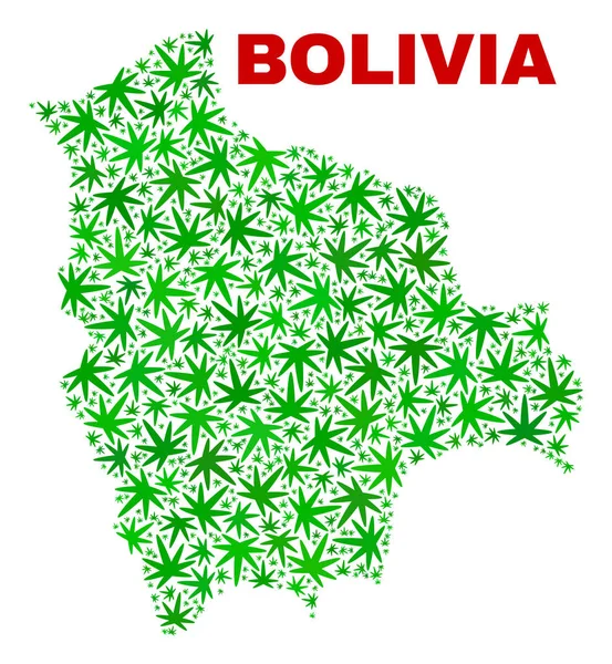 Hennep bladeren mozaïek Bolivia kaart — Stockvector