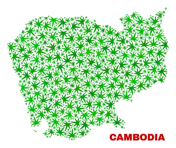 Карта камбоджийских листьев конопли — стоковый вектор
