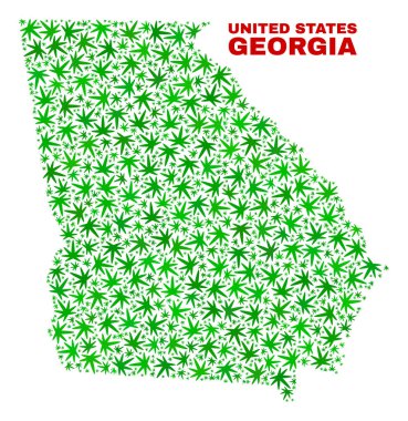 Marihuana yaprağı kolaj Gürcistan devlet harita