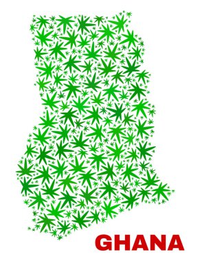 Esrar yaprakları kolaj Gana harita