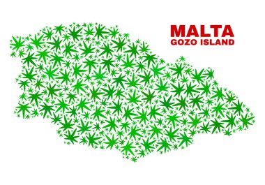 Kenevir yaprak kolaj Gozo Adası Haritası