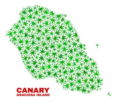 Kenevir yaprak kolaj Graciosa Adası Haritası