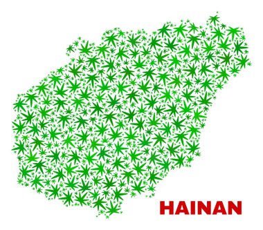 Marihuana yaprağı mozaik Hainan harita