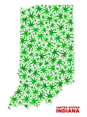 Kenevir yaprak mozaik Indiana Eyalet harita