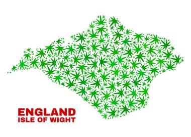 Marihuana yaprağı kolaj Isle of Wight'deki / harita