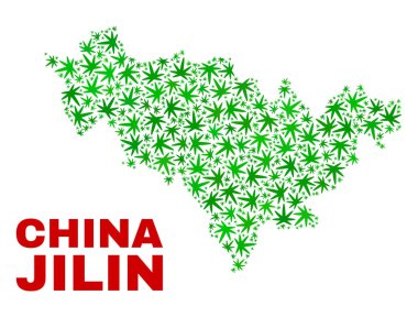 Marihuana yaprağı kolaj Jilin Province harita