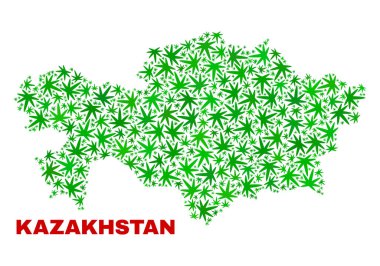 Marihuana yaprağı mozaik Kazakistan Haritası