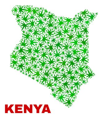 Marihuana yaprağı kolaj Kenya harita