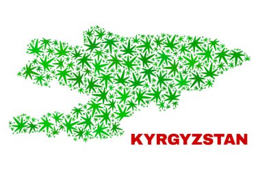 Marihuana yaprağı mozaik Kırgızistan Haritası
