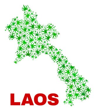 Marihuana yaprağı mozaik Laos Haritası