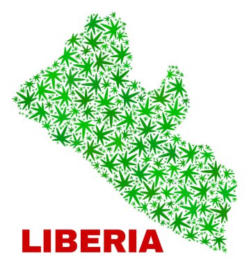 Esrar yaprakları kolaj Liberya Haritası