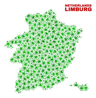 Kenevir yaprak kolaj Limburg Eyaletinin harita