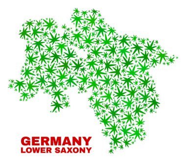 Marihuana yaprağı kolaj alt Saksonya arazi haritası